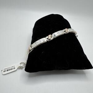 Designer Peruvian Sterling Silver 950 and 18K Gold Inlay Bracelet - 7.5”